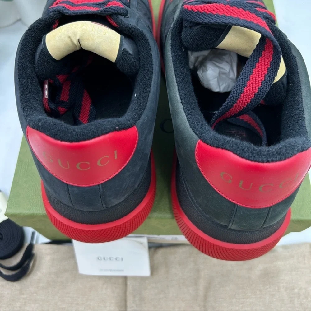 Men’s Gucci SCREENER sneakers in black GG canvas/leather size 12